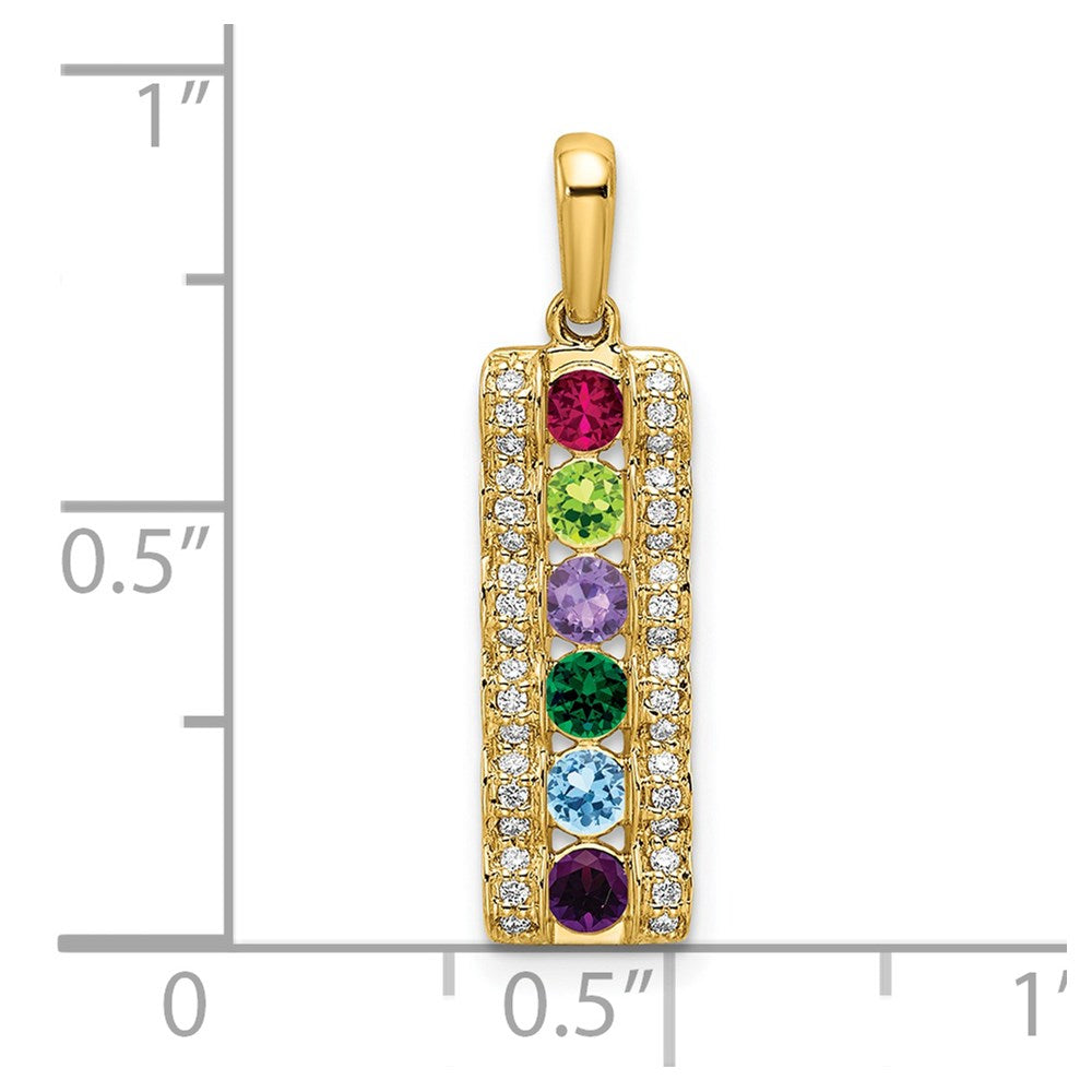 14K Family Jewelry Geniune Stone & Diamond Set Pendant