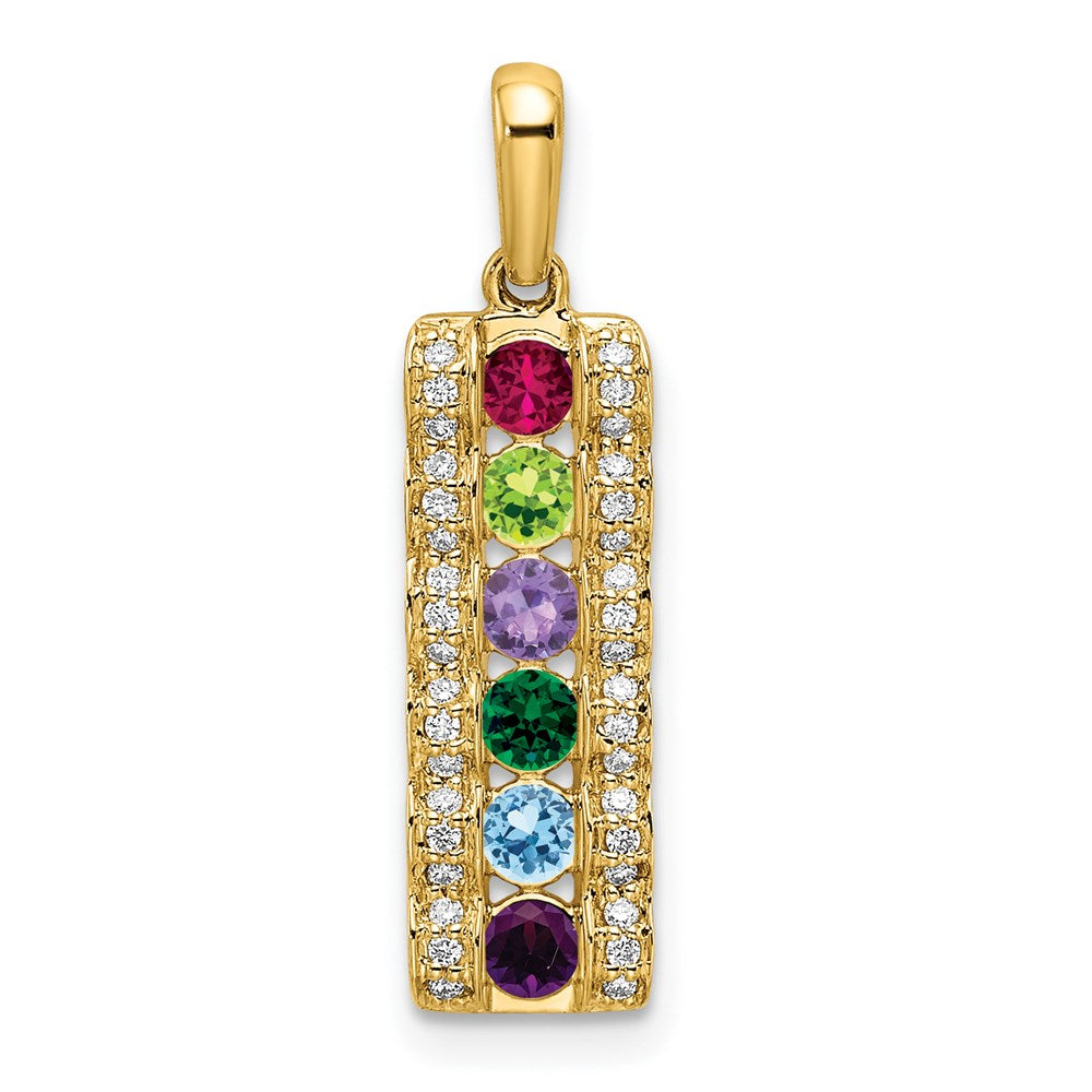 14K Family Jewelry Geniune Stone & Diamond Set Pendant