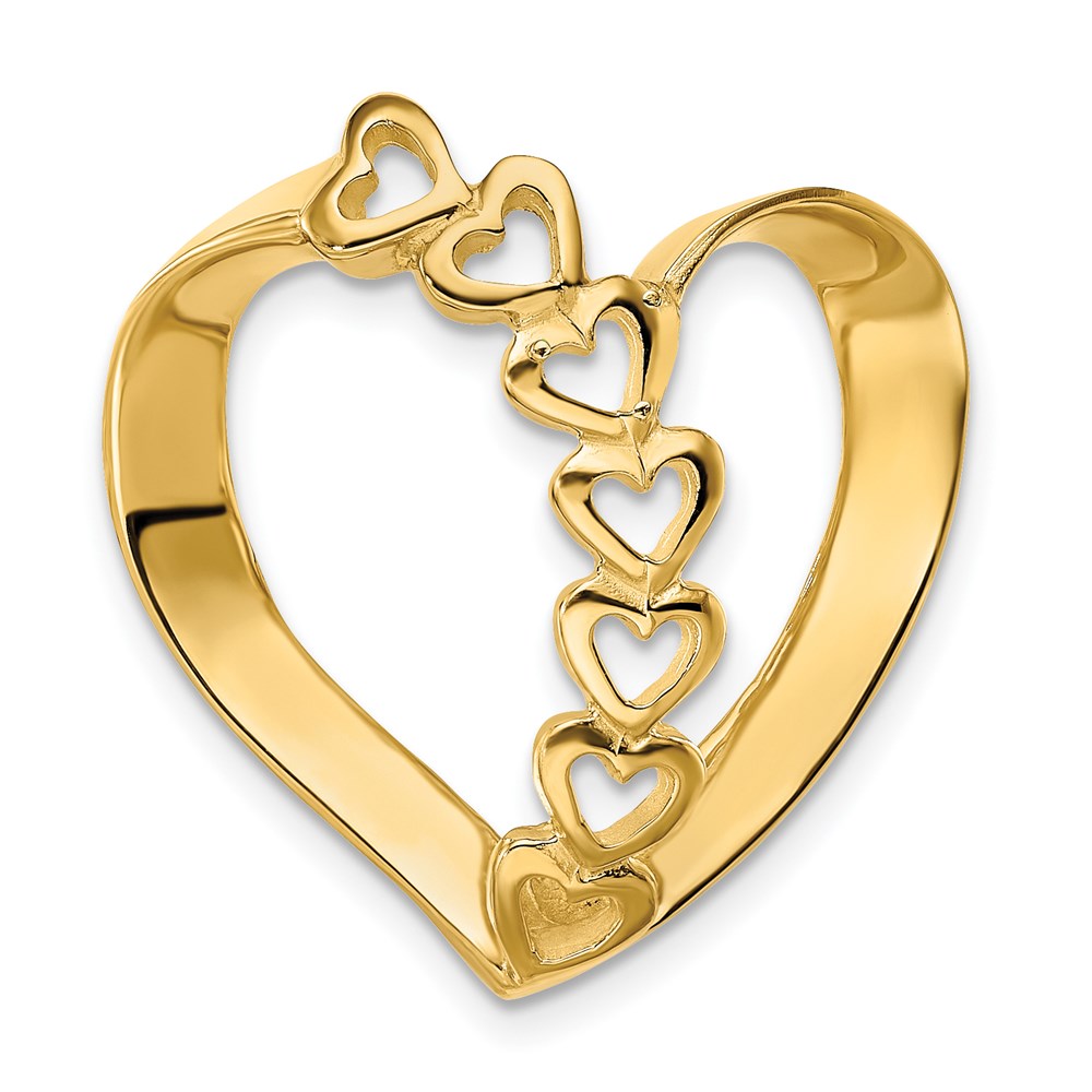 14k Synthetic Diamond Family Heart Slide
