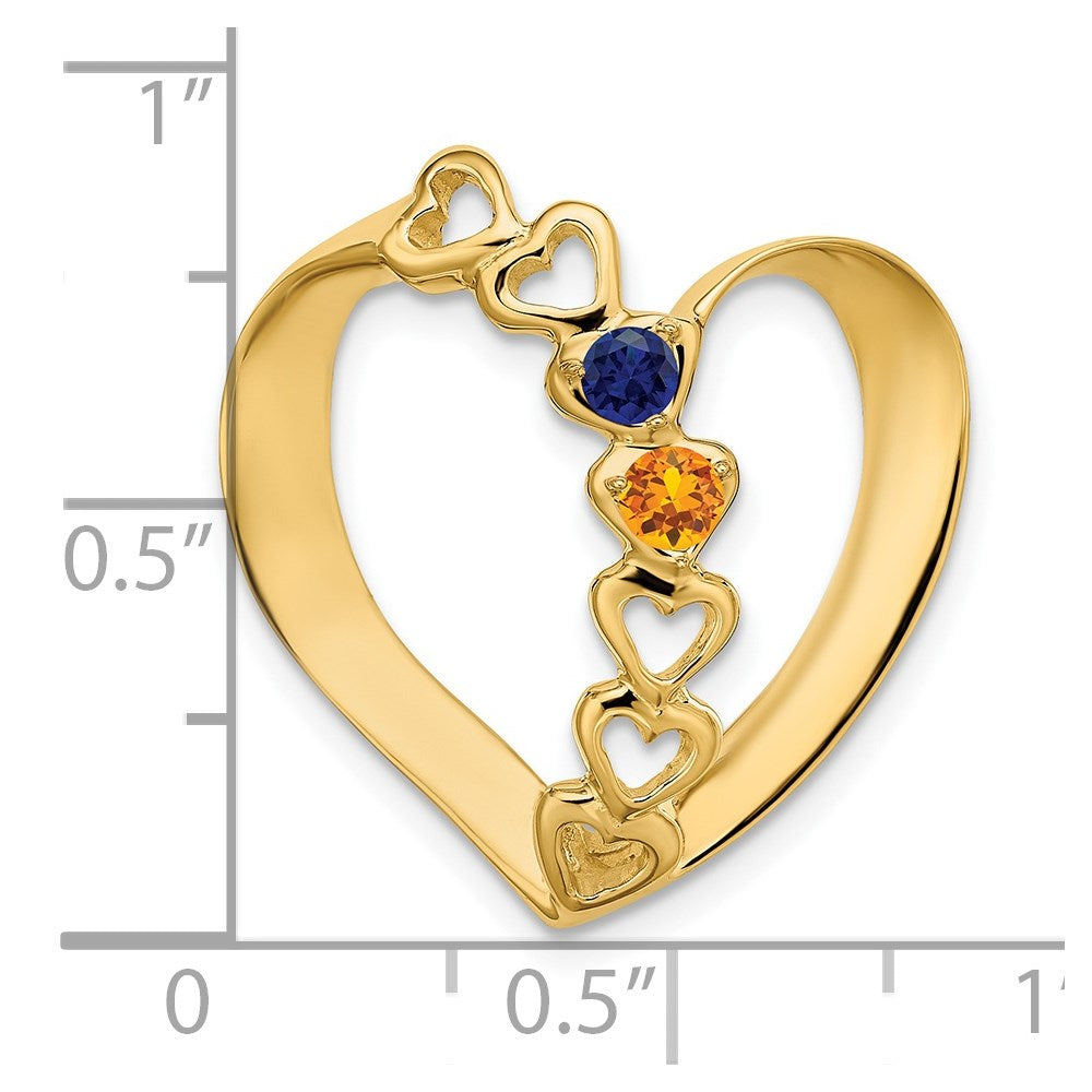 14k Synthetic Diamond Family Heart Slide