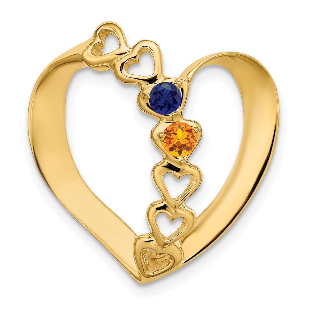 14k Polished 2-Stone Mothers Heart Slide Mounting