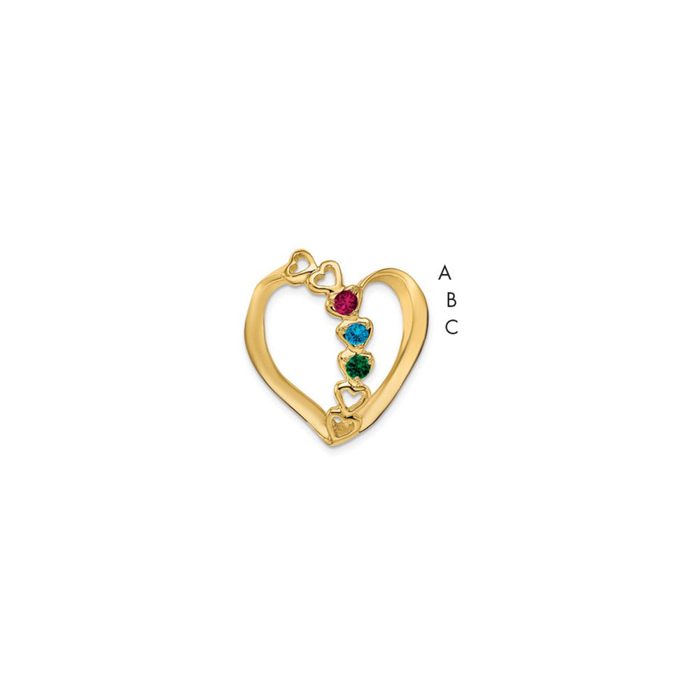 14k Polished 3-Stone Mothers Heart Slide Mounting
