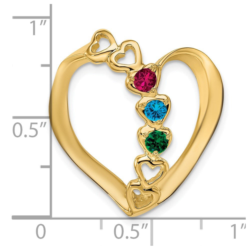 14k Genuine 3 Stone Mother's Slide