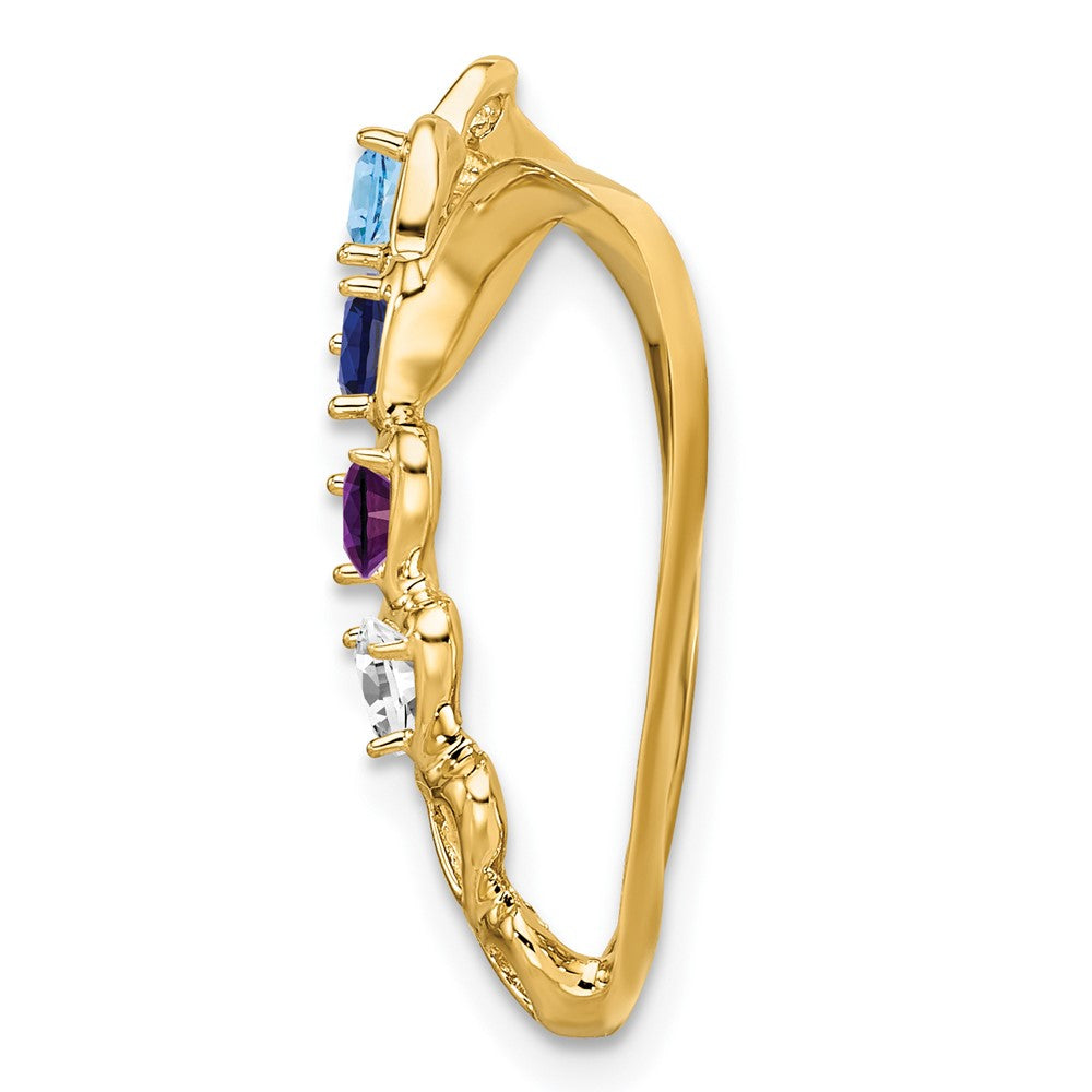 14k Synthetic Diamond Family Heart Slide