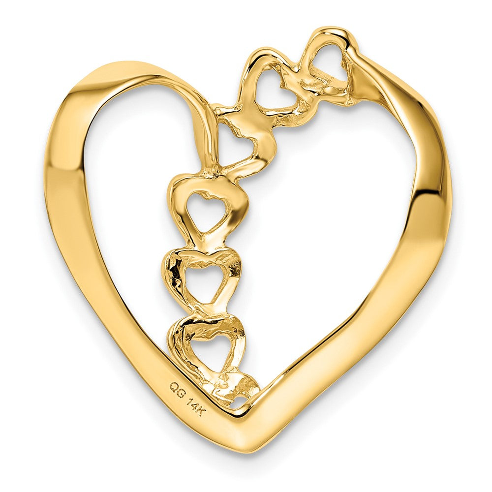 14k Synthetic Diamond Family Heart Slide