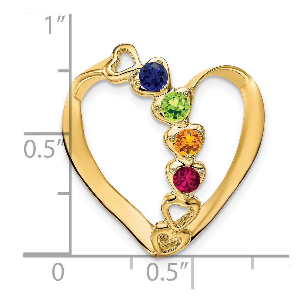 14k Polished 4-Stone Mothers Heart Slide Mounting
