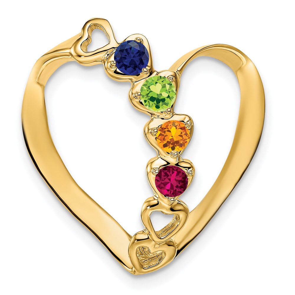 14k Synthetic Diamond Family Heart Slide