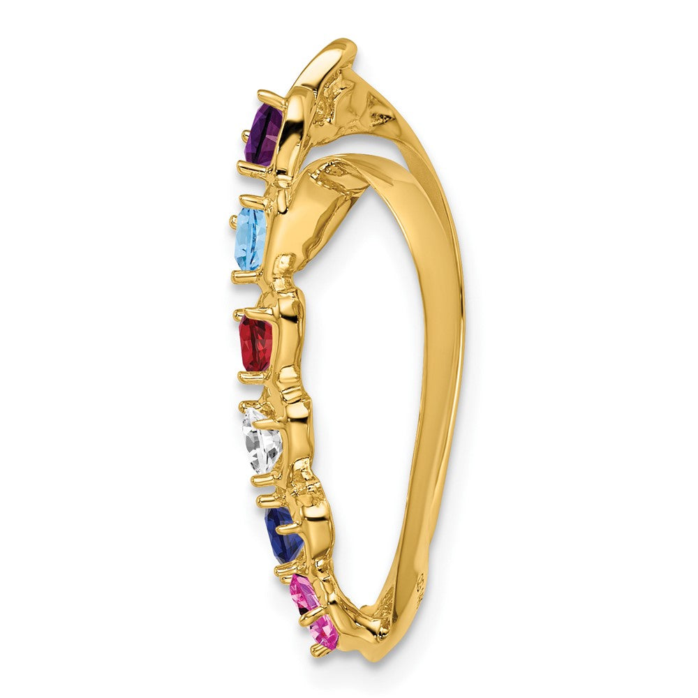 14k Synthetic Diamond Family Heart Slide