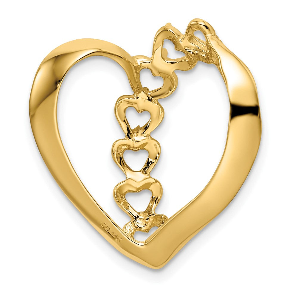 14k Synthetic Diamond Family Heart Slide