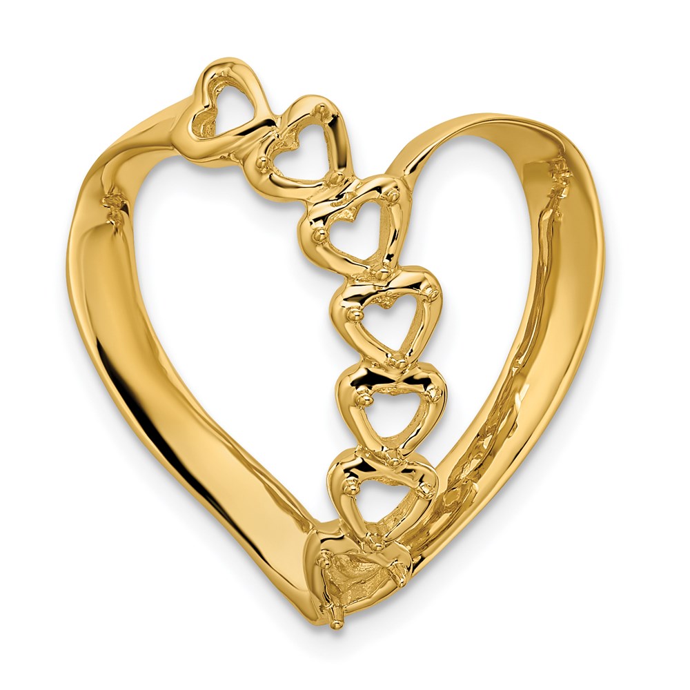 14k Synthetic Diamond Family Heart Slide