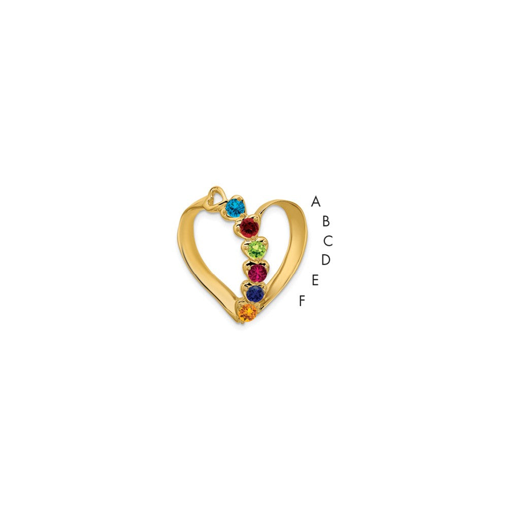 14k Synthetic Diamond Family Heart Slide