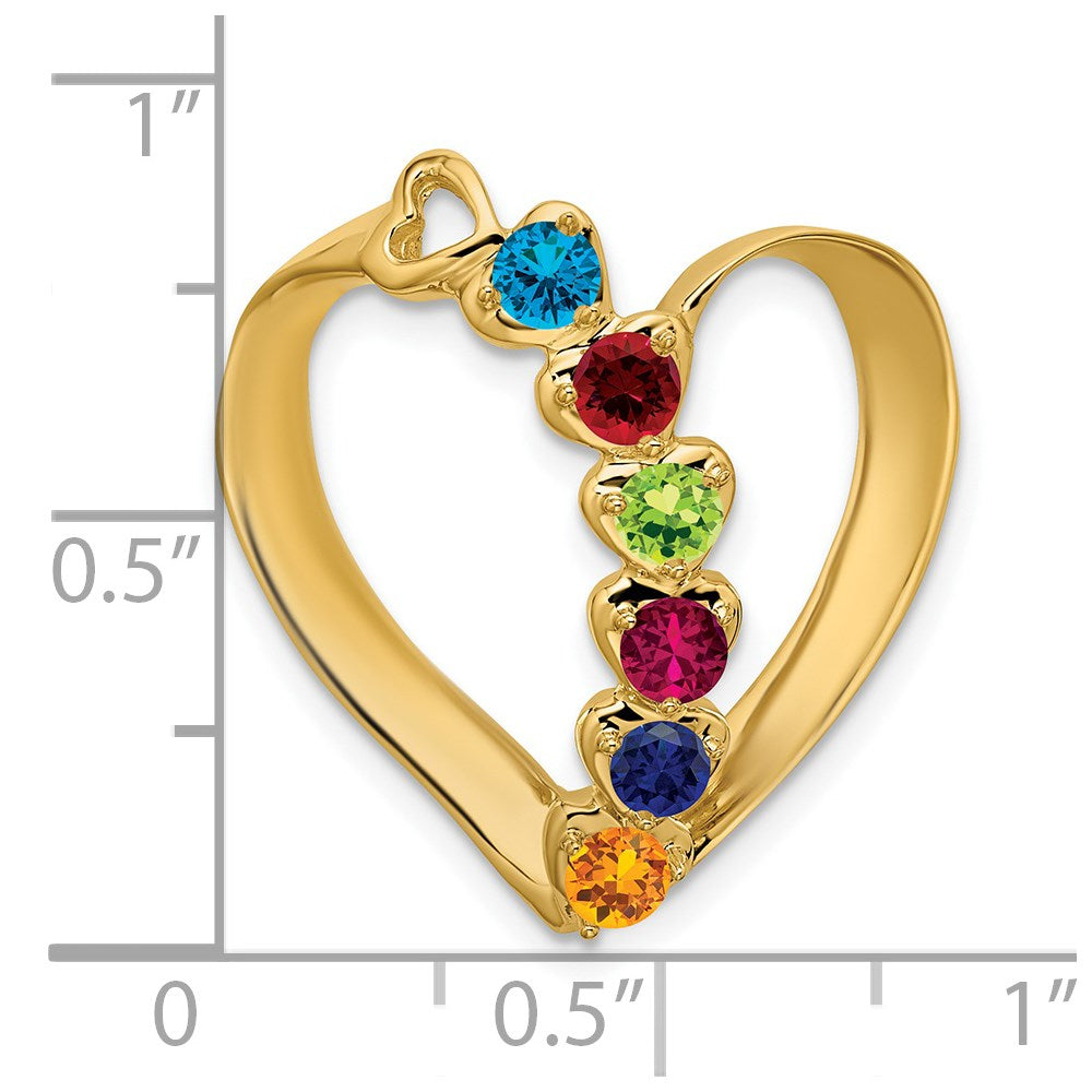 14k Polished 6-Stone Mothers Heart Slide Mounting