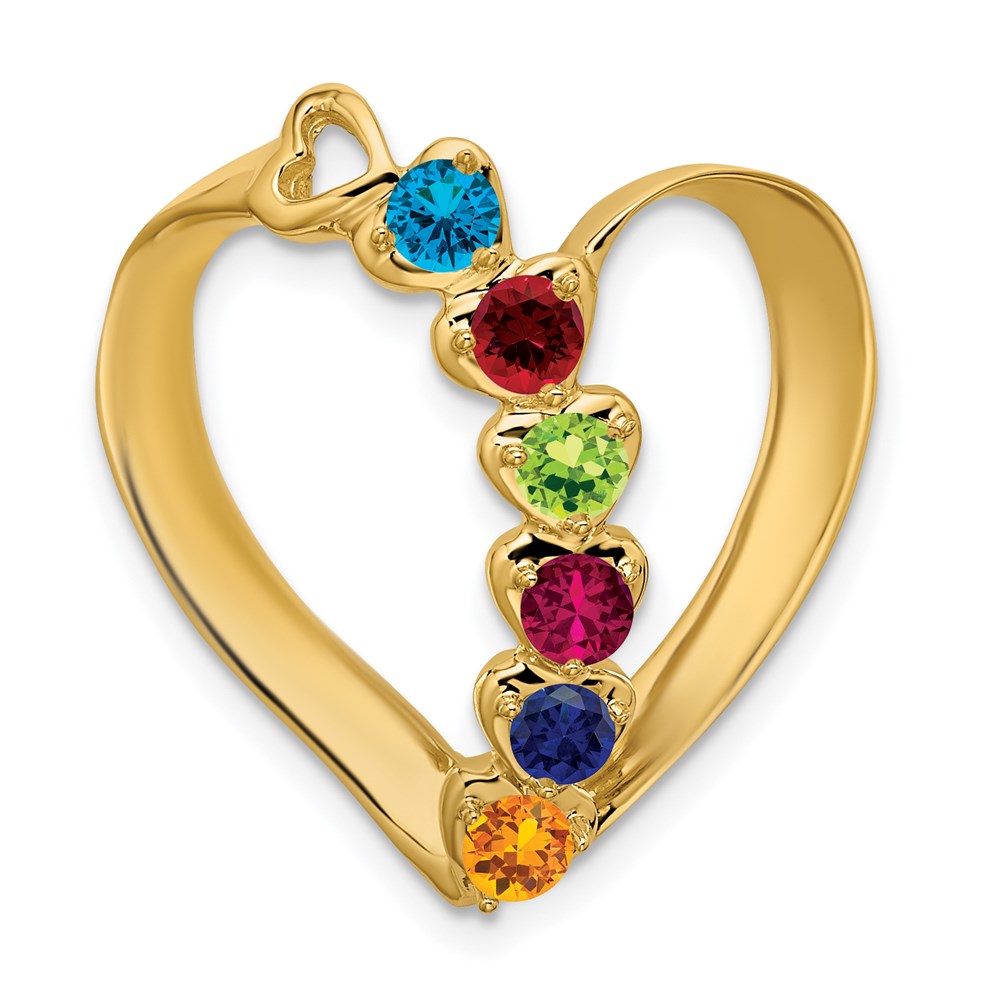 14k Synthetic Diamond Family Heart Slide