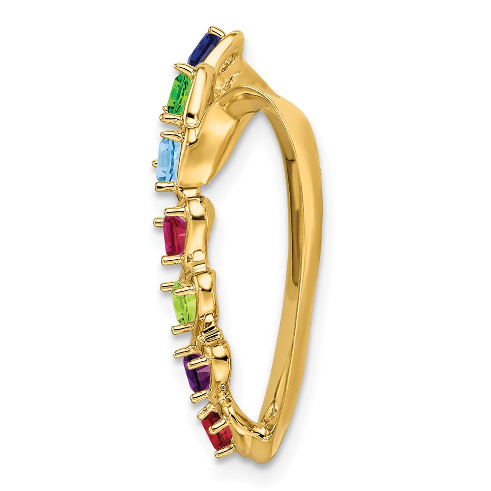 14k Synthetic Diamond Family Heart Slide