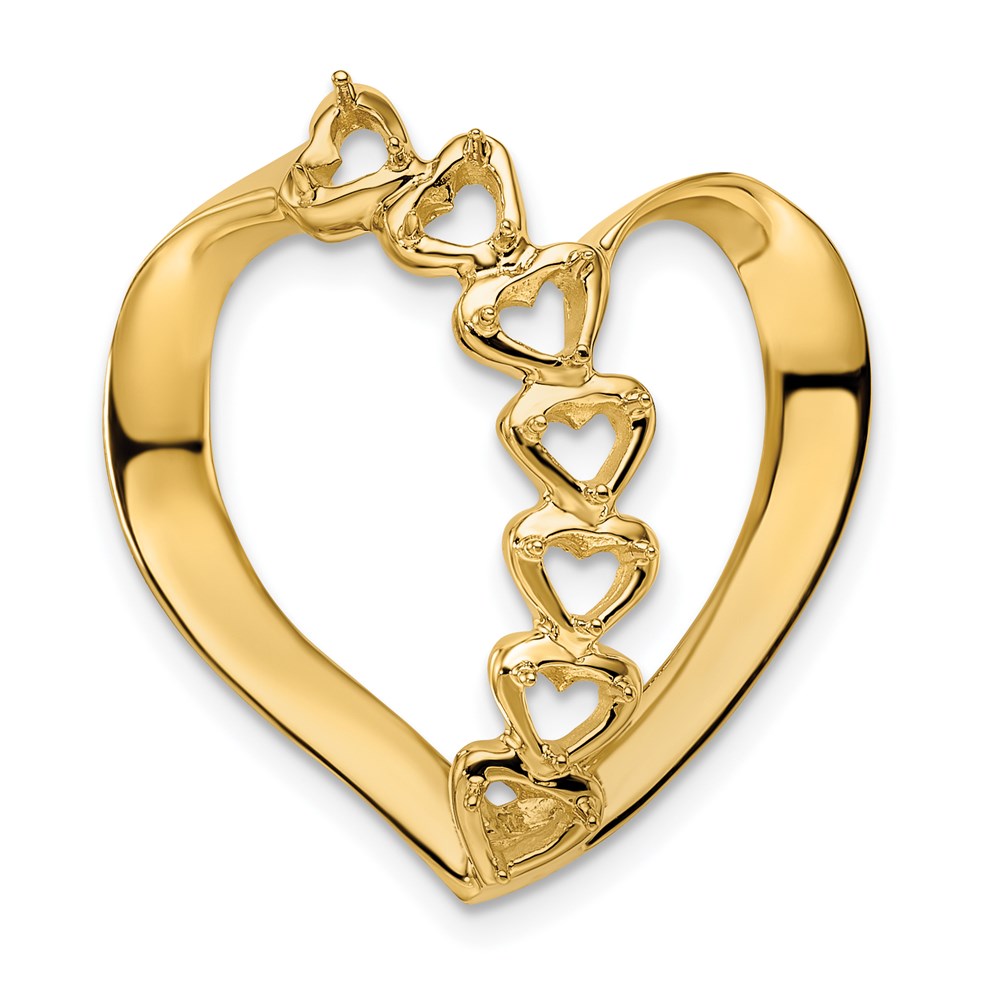 14k Synthetic Diamond Family Heart Slide
