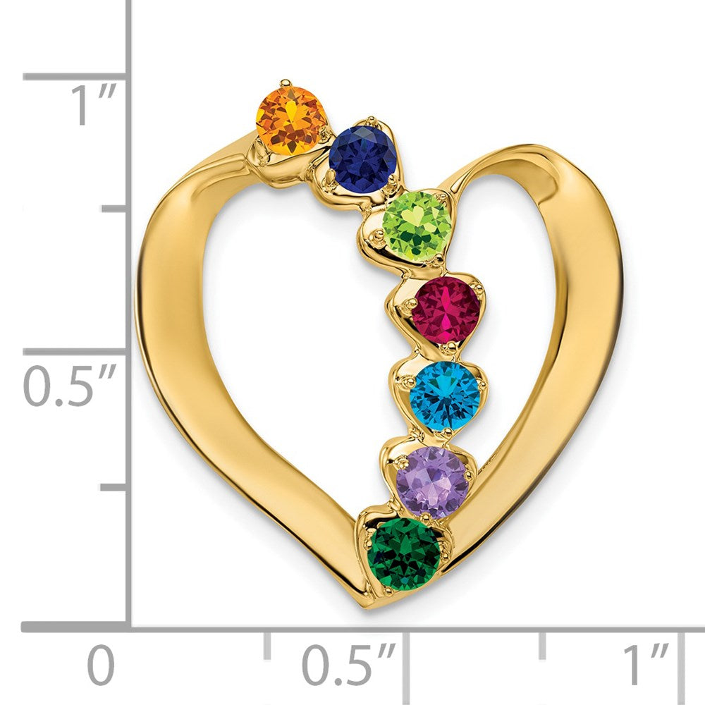 14k Synthetic Diamond Family Heart Slide