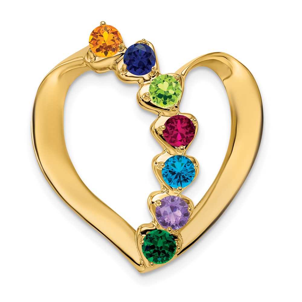 14k Synthetic Diamond Family Heart Slide