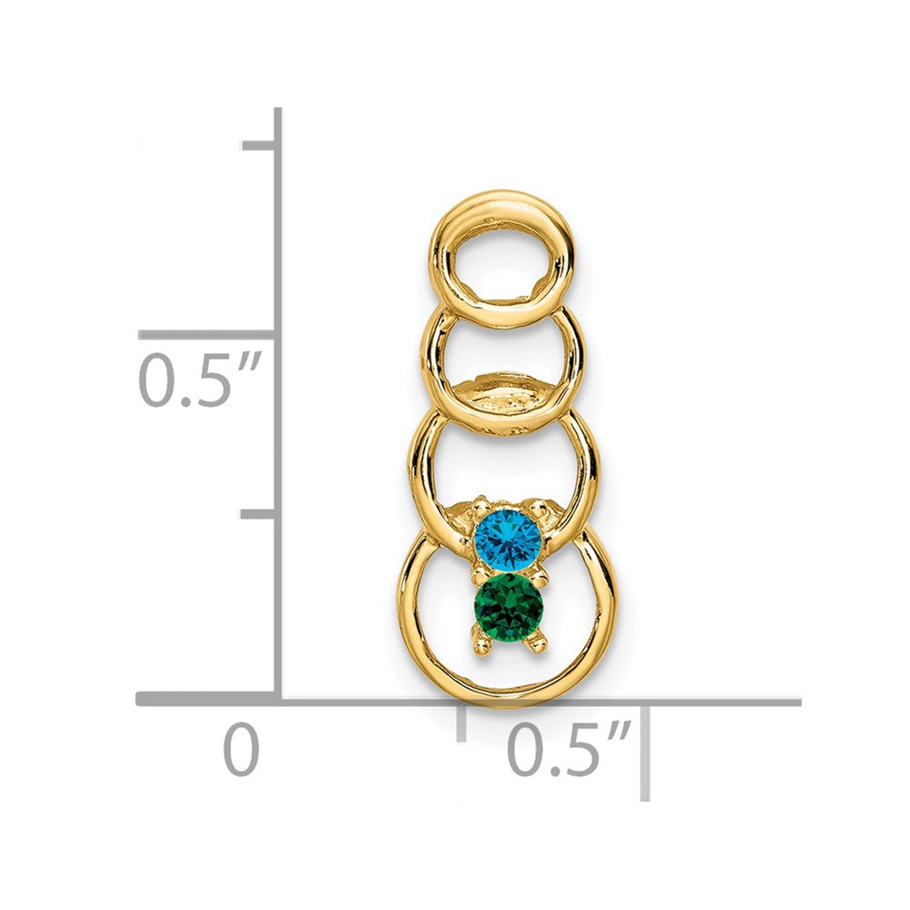 14k 2 Genuine Stone Family Pendant