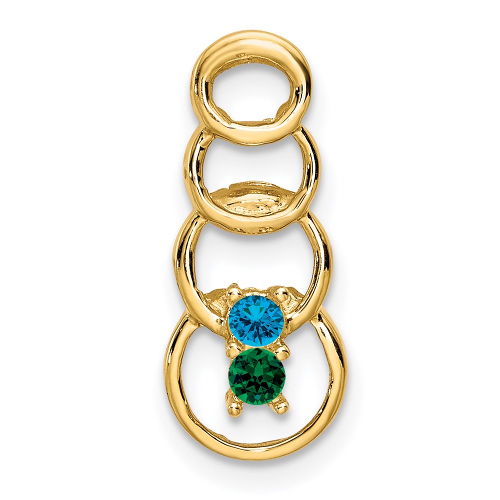 14k 2 Synthetic Stone Family Pendant