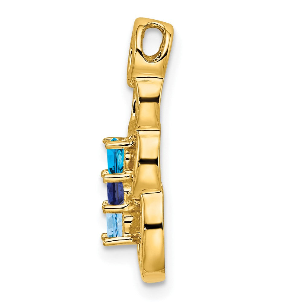 14k 3 Synthetic Stone Family Pendant