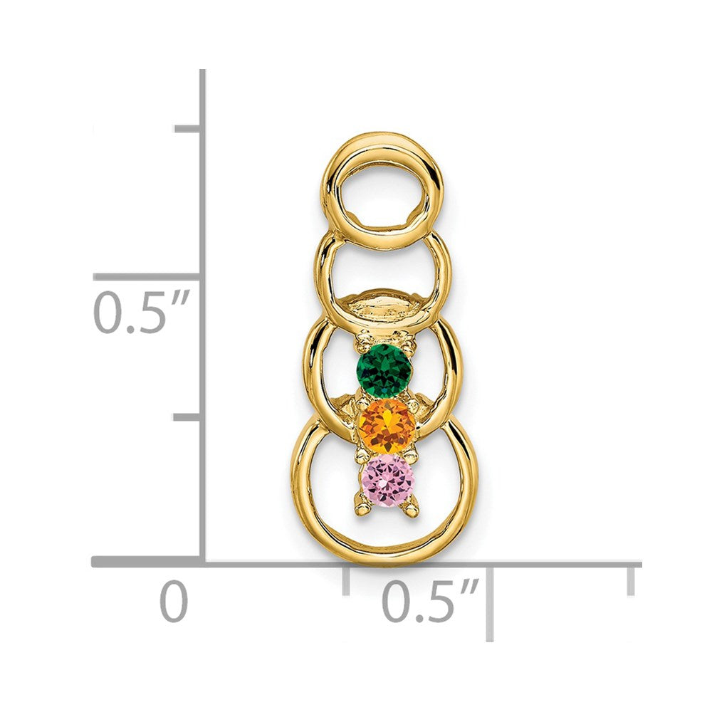 14k 3 Genuine Stone Family Pendant