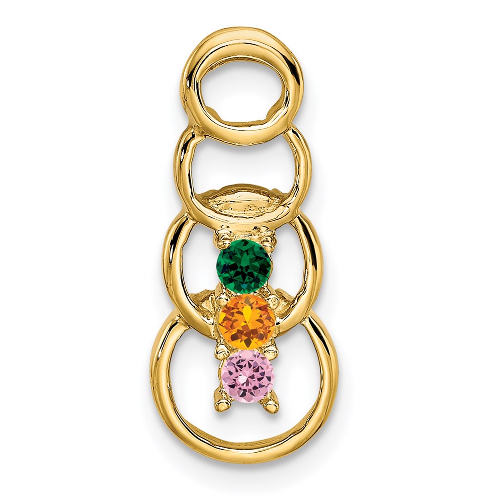14k 3 Genuine Stone Family Pendant