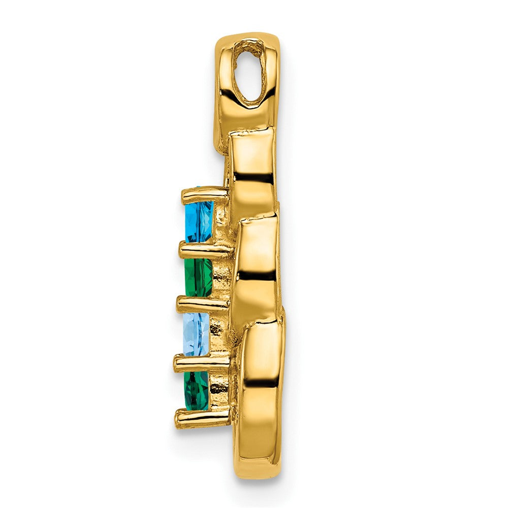 14k 4 Synthetic Stone Family Pendant