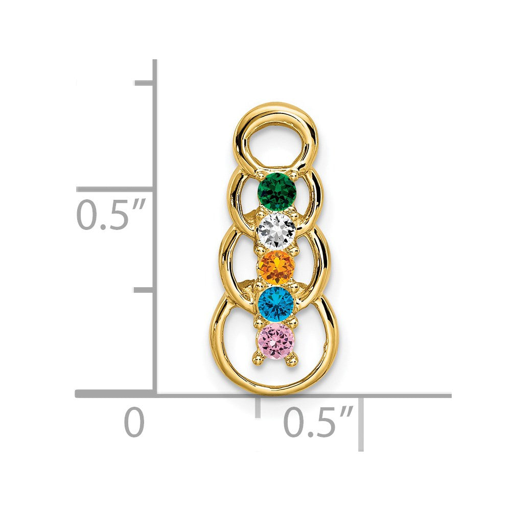 14k 5 Genuine Stone Family Pendant
