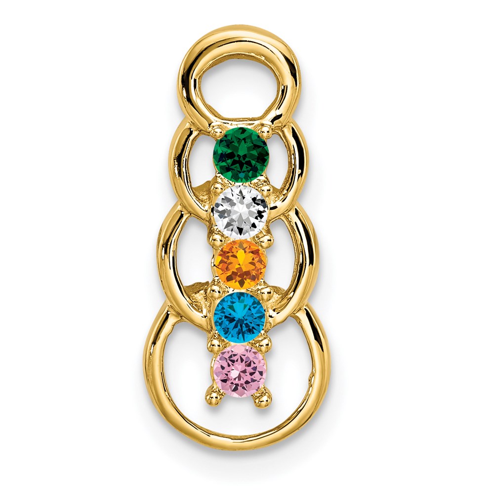 14k 5 Synthetic Stone Family Pendant