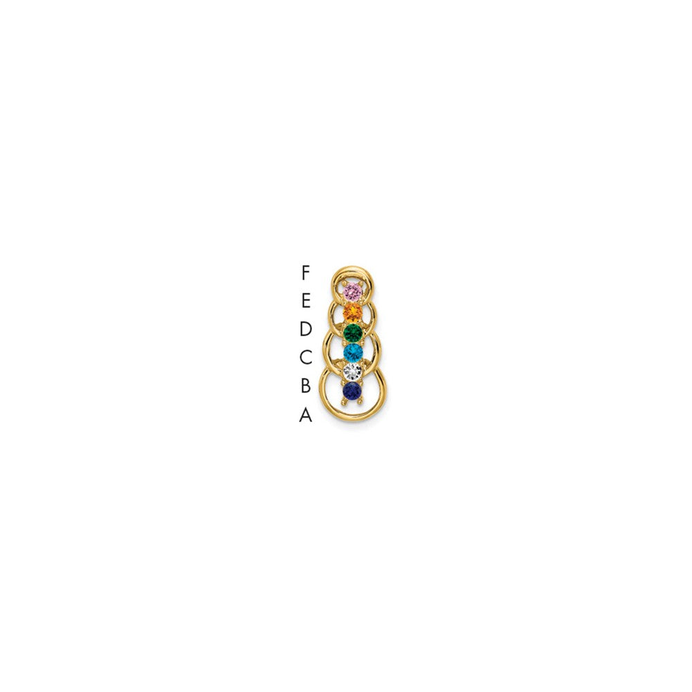 14ky 6 Genuine Stone Family Pendant