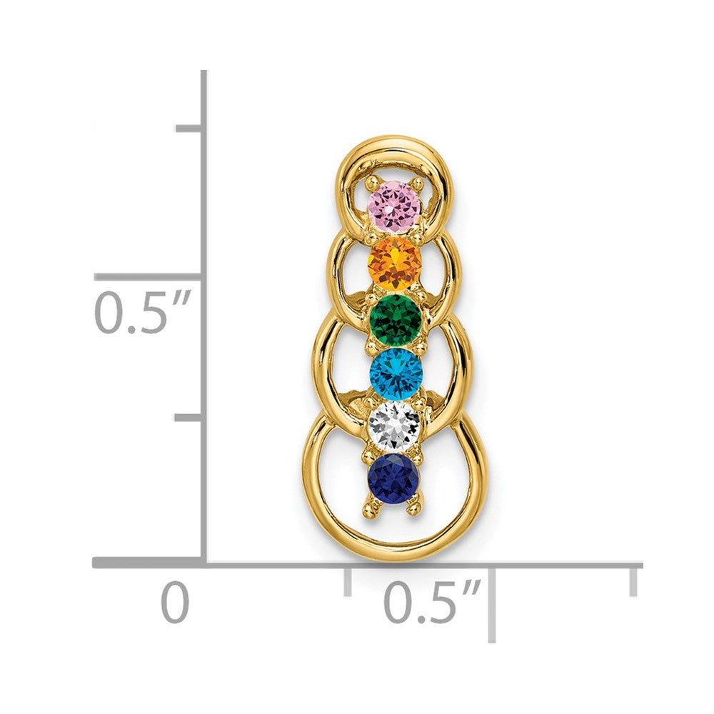 14ky 6 Genuine Stone Family Pendant
