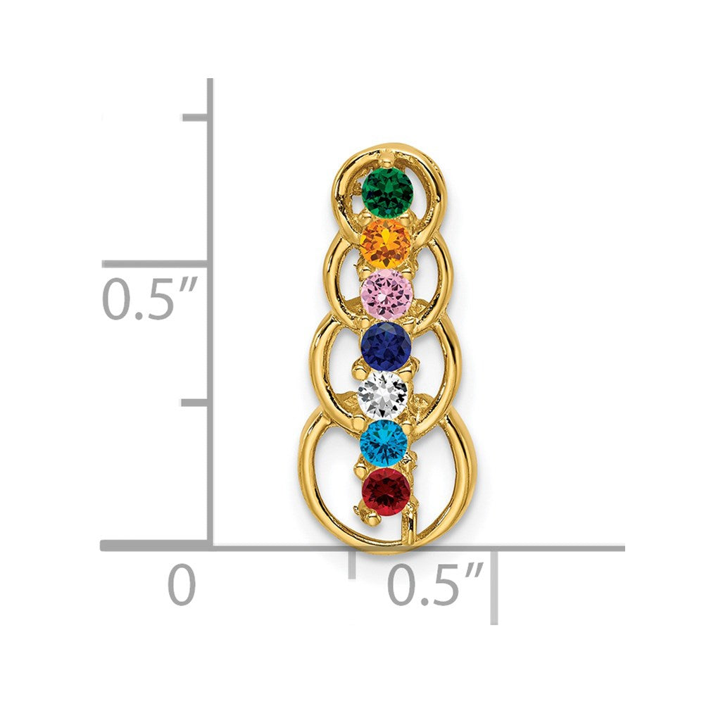 14ky 7 Synthetic Stone Family Pendant