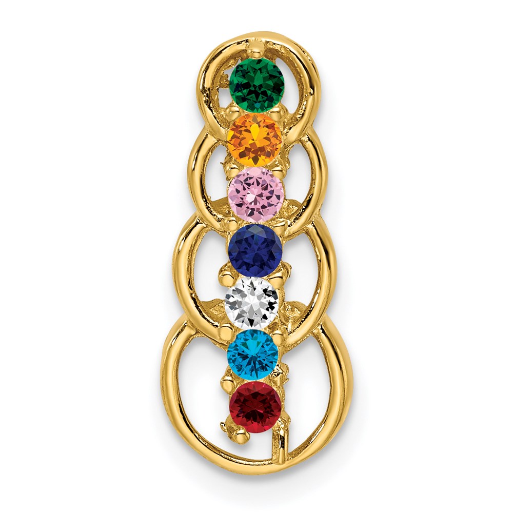 14k 7 Genuine Stone Family Pendant