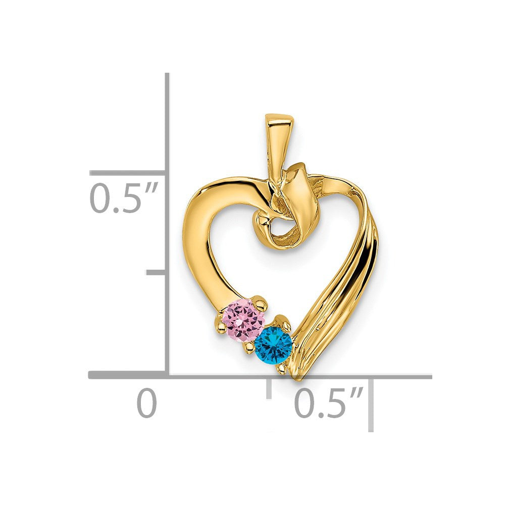 14k 2 Synthetic Stone Family Pendant