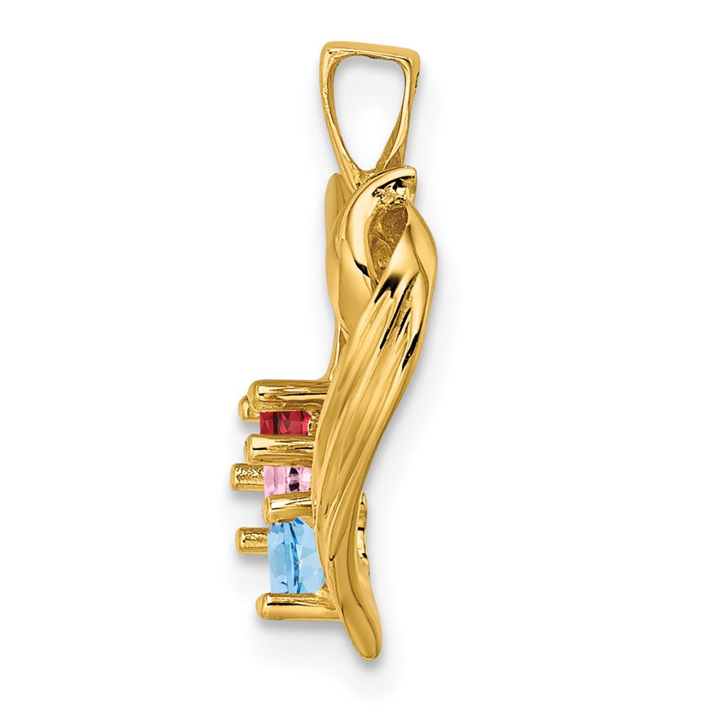14k 3 Synthetic Stone Family Pendant