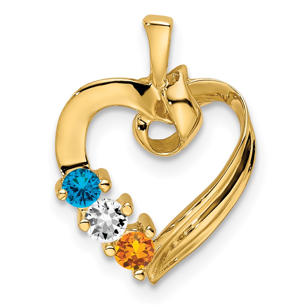 14k 3 Synthetic Stone Family Pendant