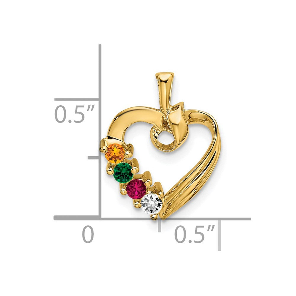 14k 4 Synthetic Stone Family Pendant