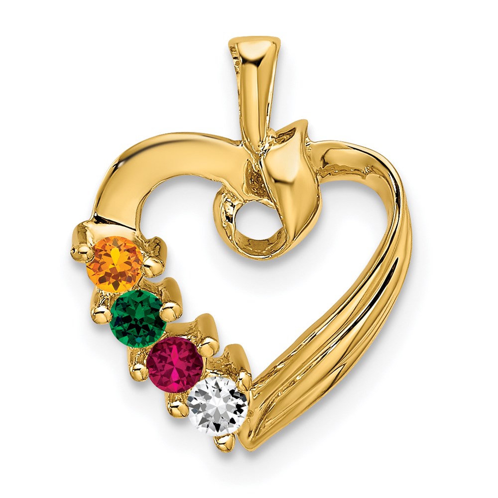 14k 4 Synthetic Stone Family Pendant