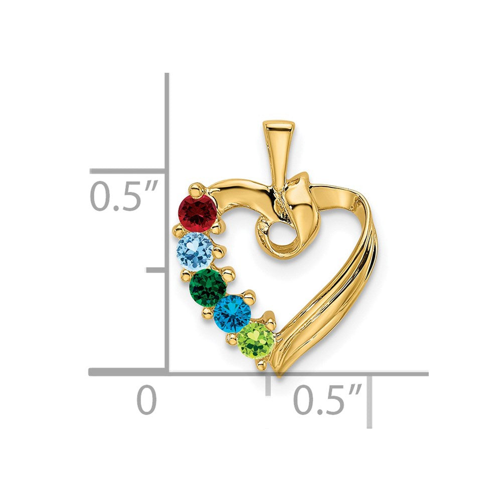 14k 5 Synthetic Stone Family Pendant
