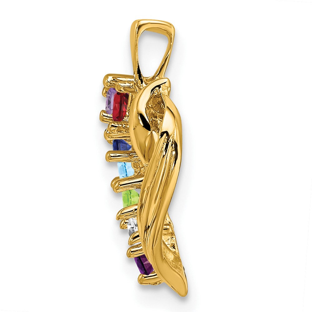 14k 7 Genuine Stone Family Pendant