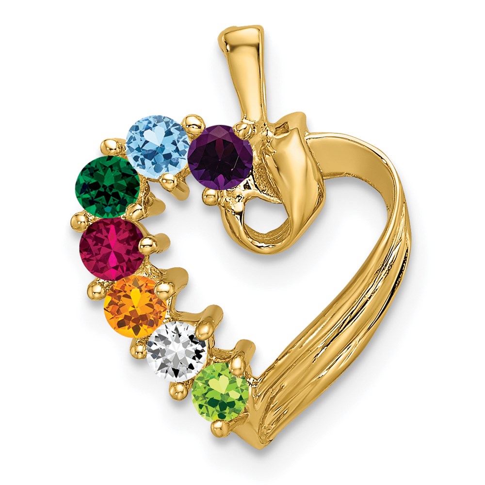14k 7 Synthetic Stone Family Pendant