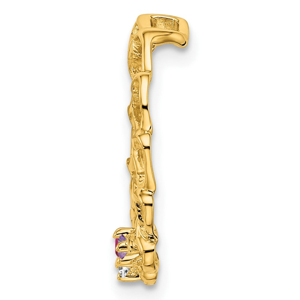 14k 3 Synthetic Stone Family Pendant