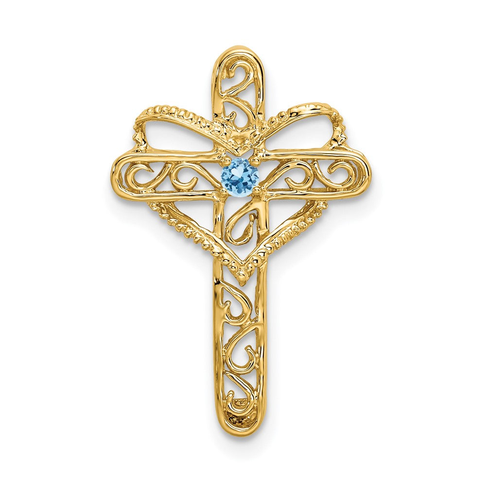 14k Polished Filigree 1-Stone Mothers Cross Pendant Mounting