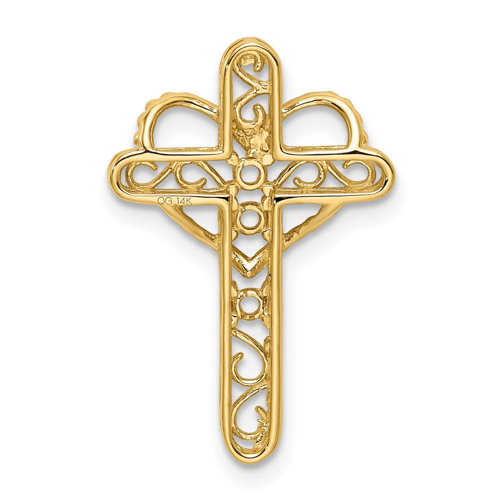 14k Genuine 3 Stone Mother's Cross Pendant