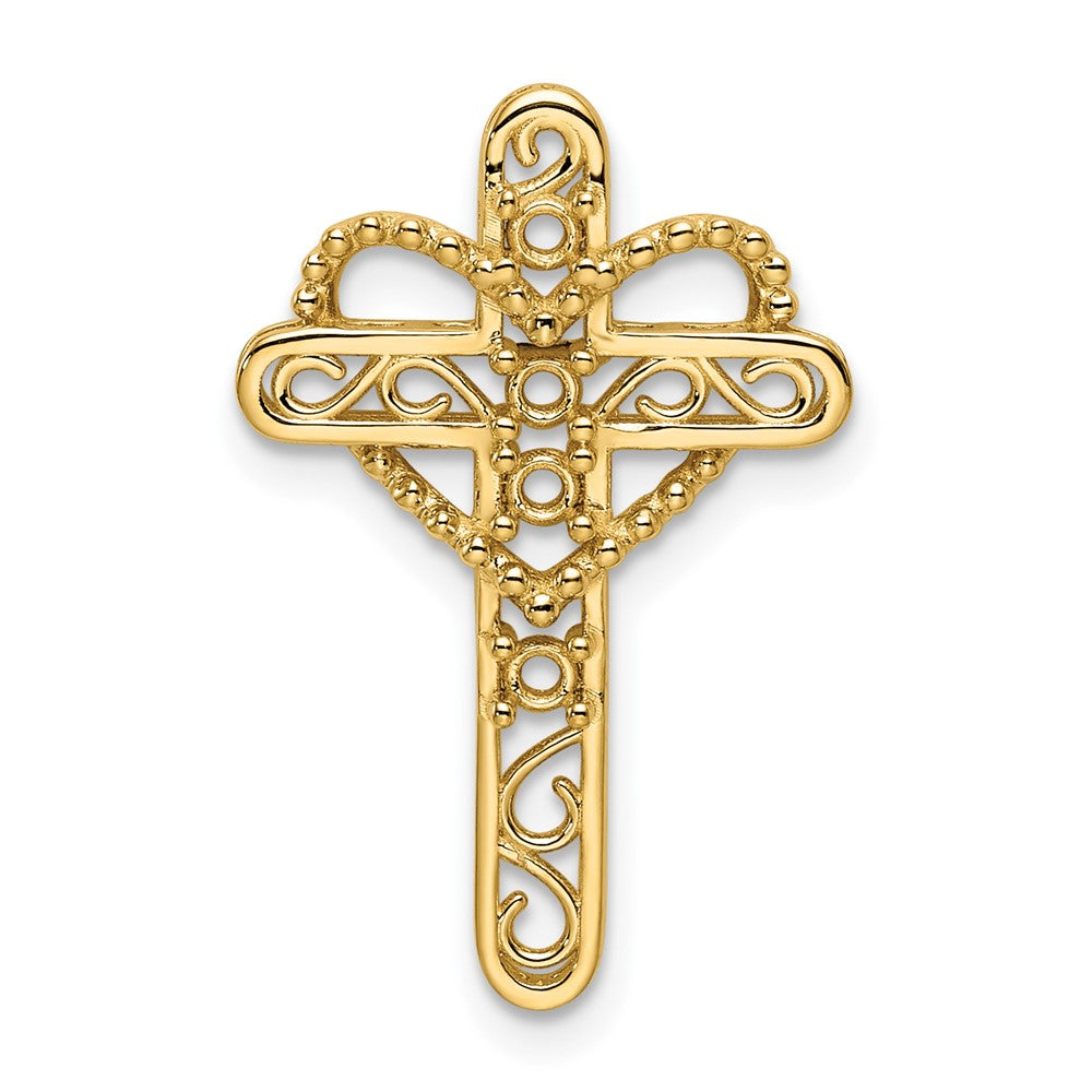 14k Genuine 4 Stone Mother's Cross Pendant
