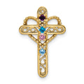 14k Polished Filigree 4-Stone Mothers Cross Pendant Mounting
