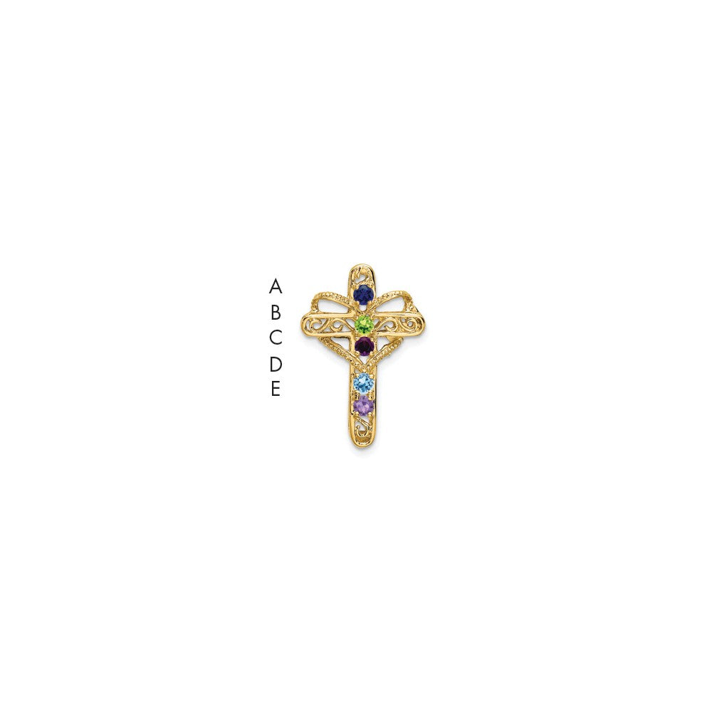 14k Polished Filigree 5-Stone Mothers Cross Pendant Mounting