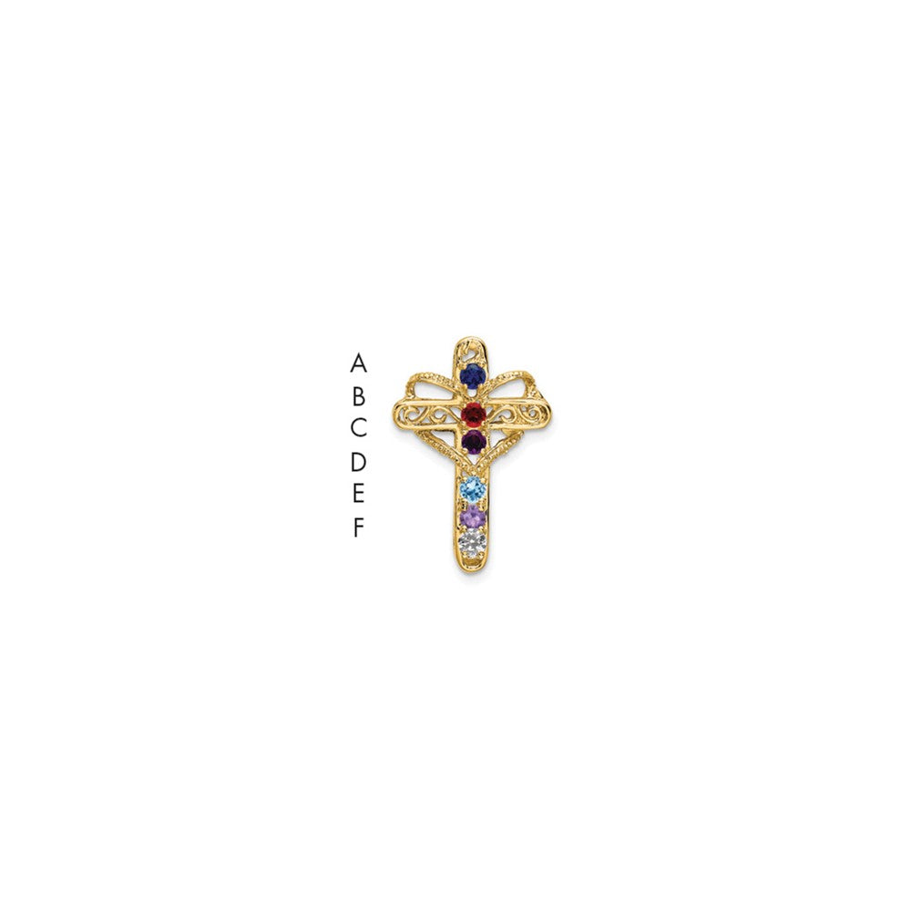 14k Polished Filigree 6-Stone Mothers Cross Pendant Mounting