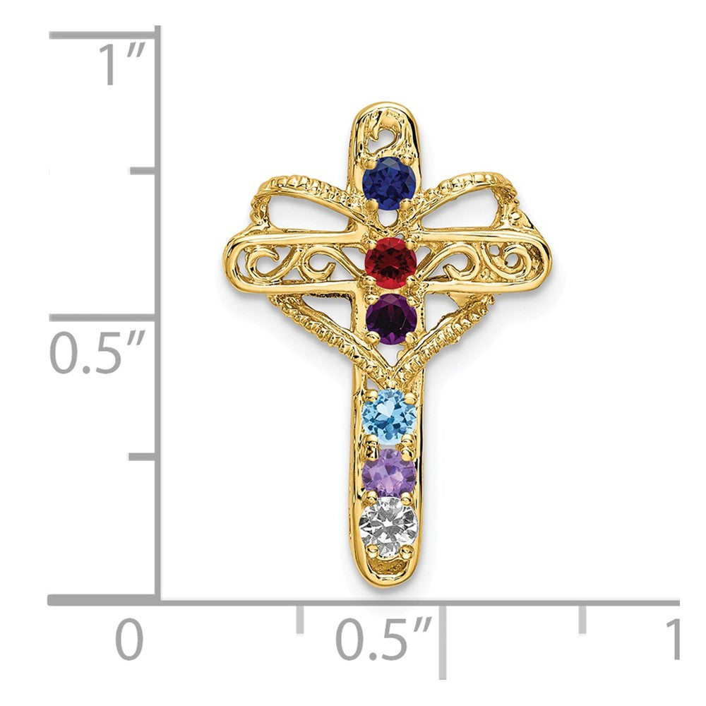 14k Polished Filigree 6-Stone Mothers Cross Pendant Mounting