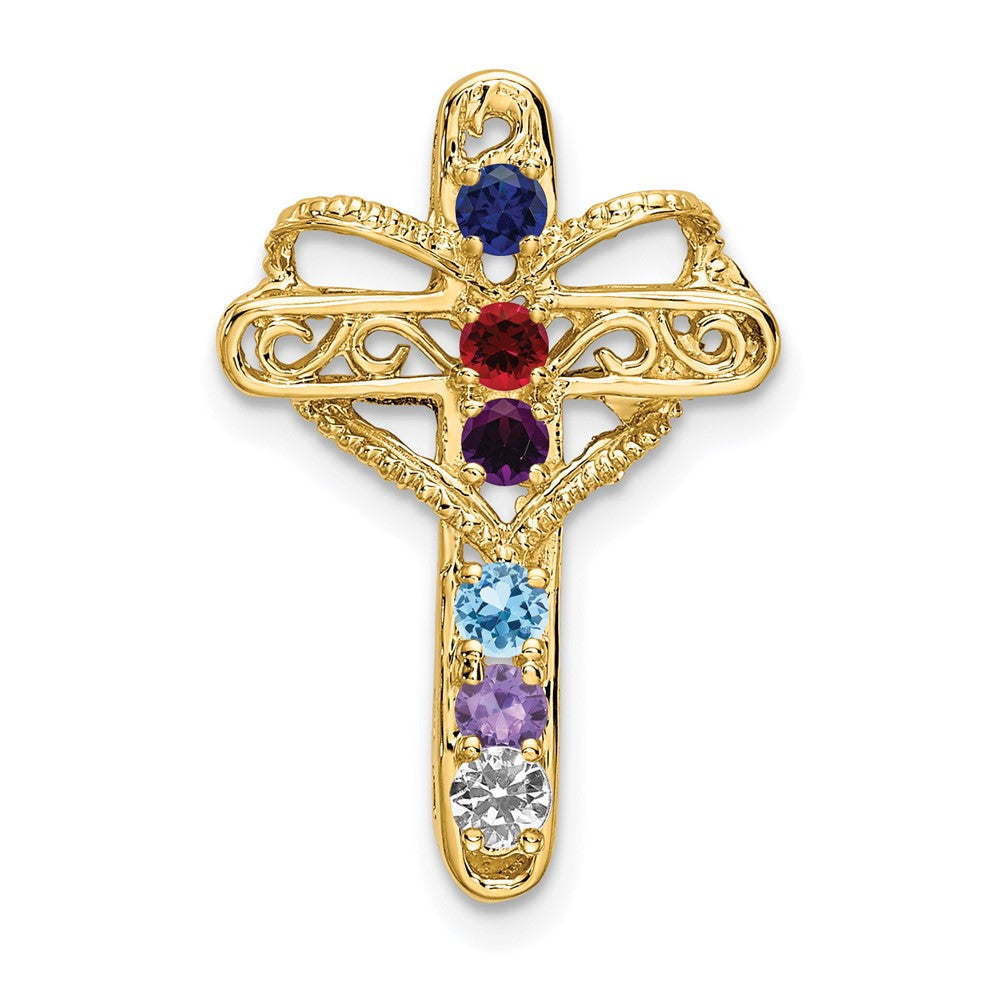 14k Polished Filigree 6-Stone Mothers Cross Pendant Mounting